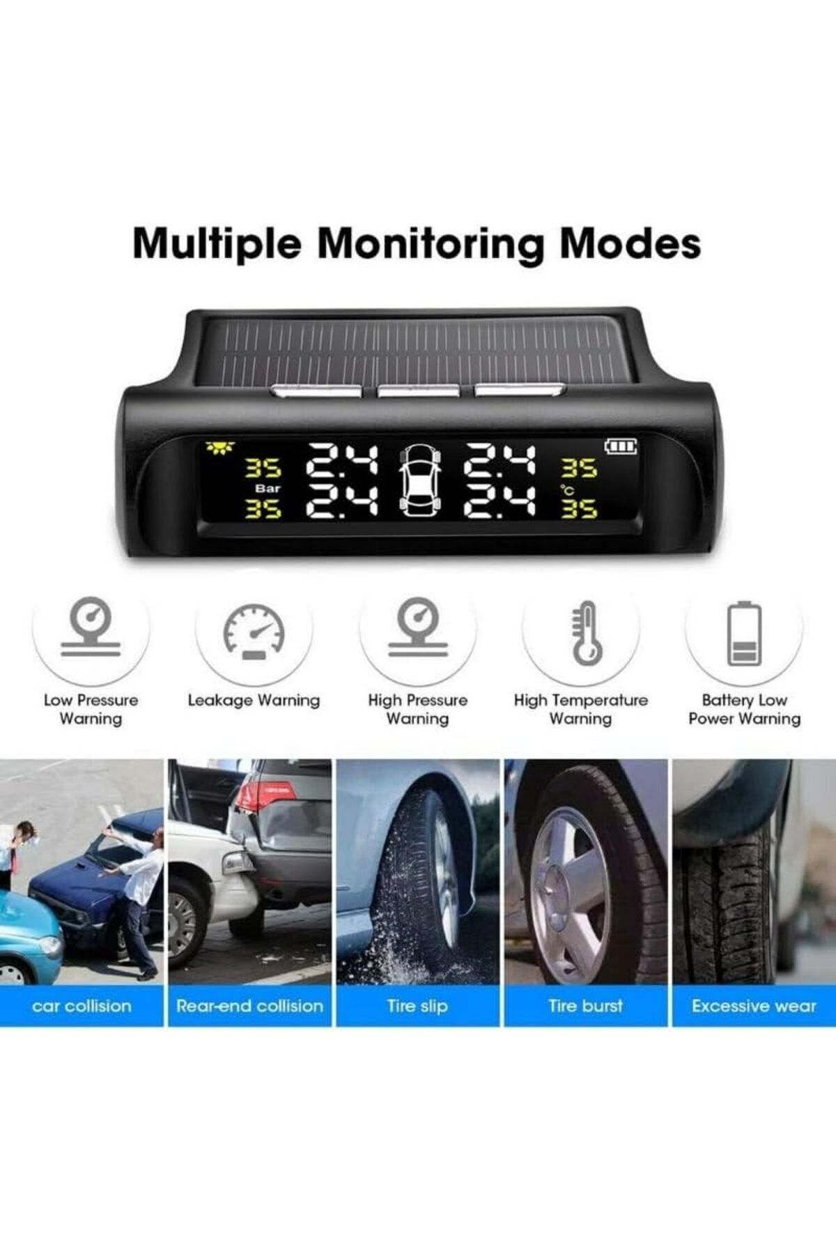 fulina-Tire Pressure Monitoring System, Digital LCD Display,USB Auto Security Alarm Tire Pressure Sensor 2