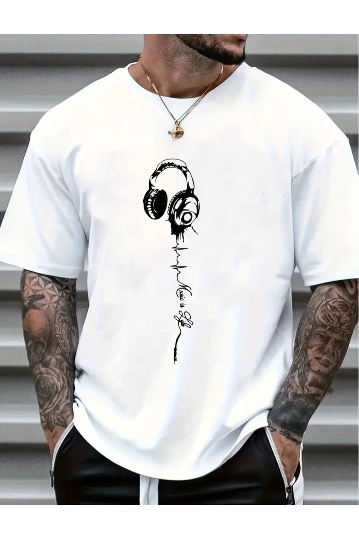 Unisex Sportif Bol Rahat Baskılı İki iplikli Tshirt