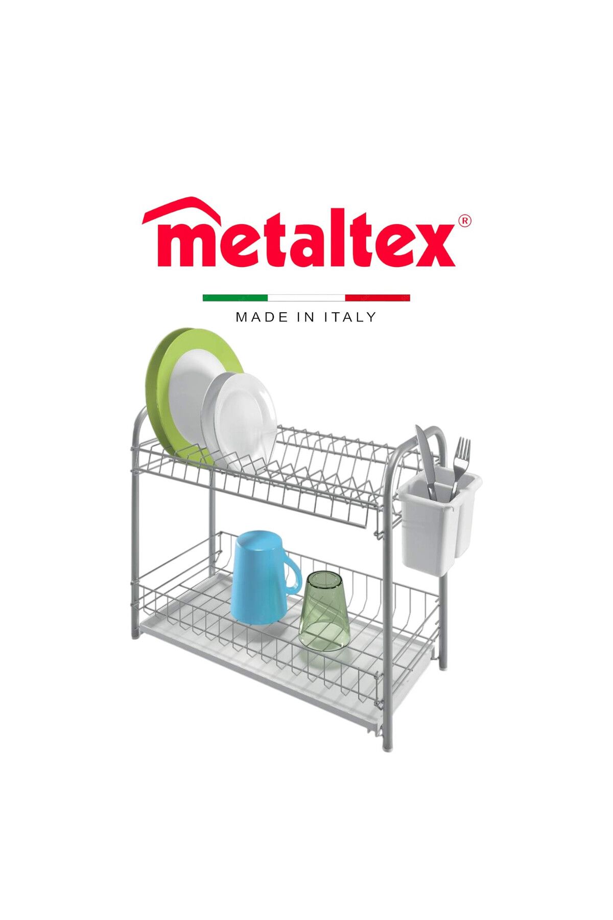 Metaltex-مصفاة أطباق مزدوجة الطبقات من دوبلتكس – موفرة للمساحة مع حوض وصينية أدوات مائدة 3