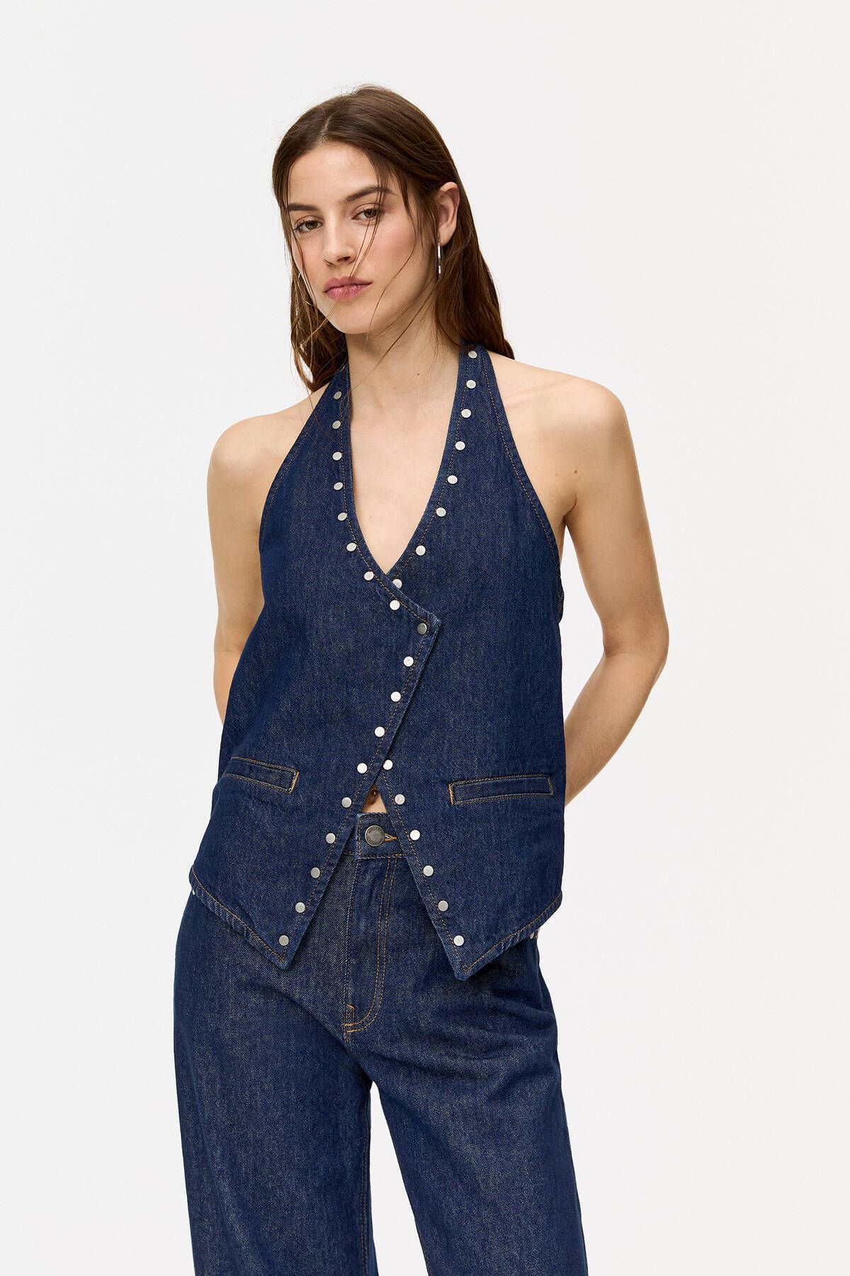 Pull & Bear-Crossover denim vest with studs 1