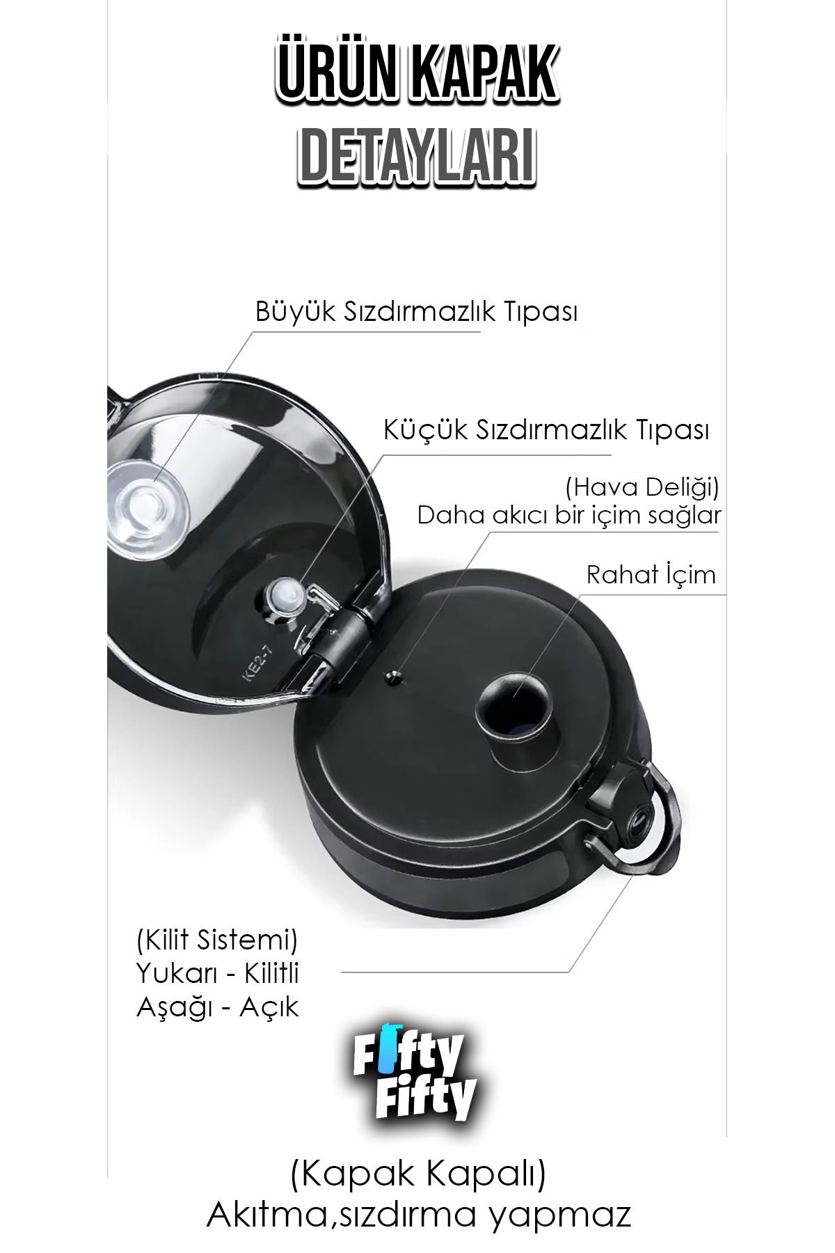 قمقمه ورزشی FIFTYFIFTY 2LI SET 1000ML 1LTER جریان آب TRITAN Uzspace