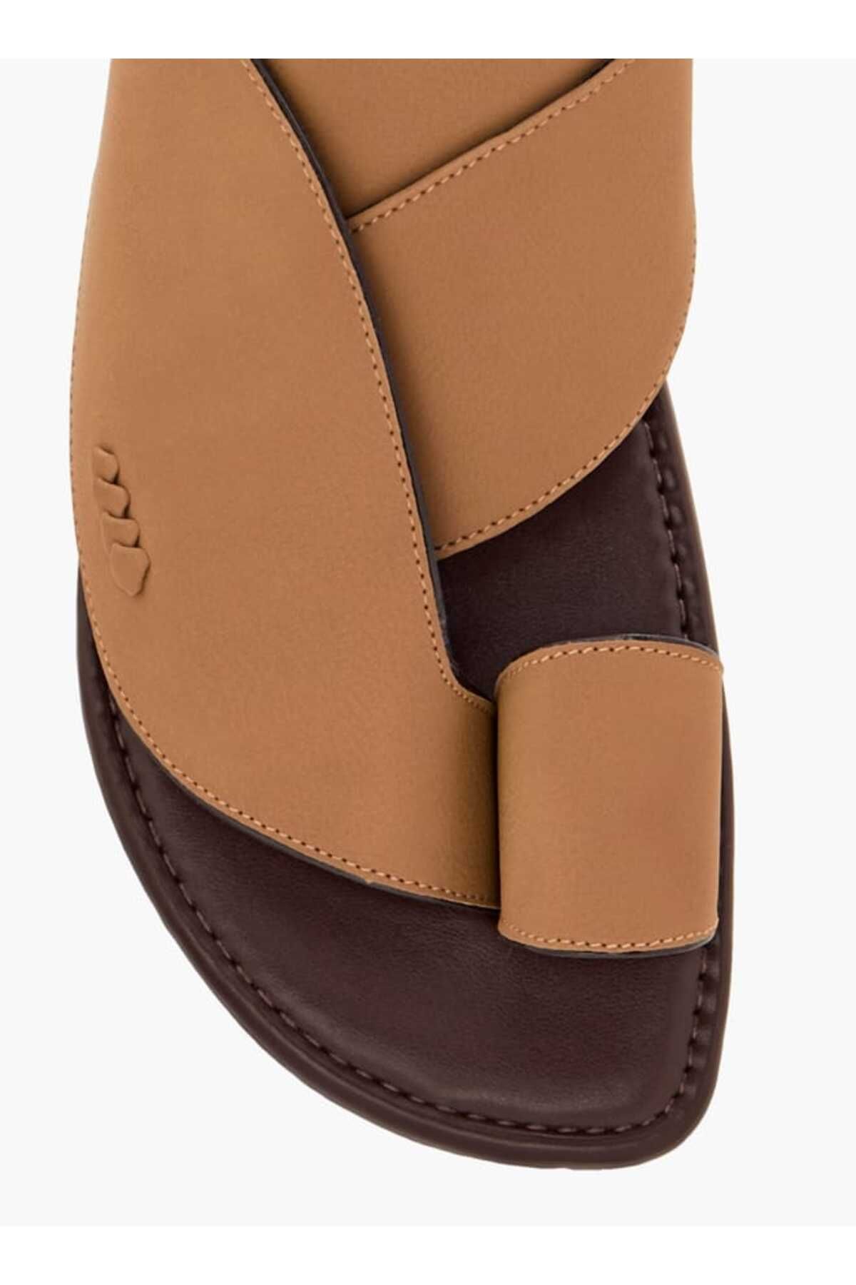 LBL by Shoexpress-Textured Slip-On Arabic Sandals with Toe Loop 3