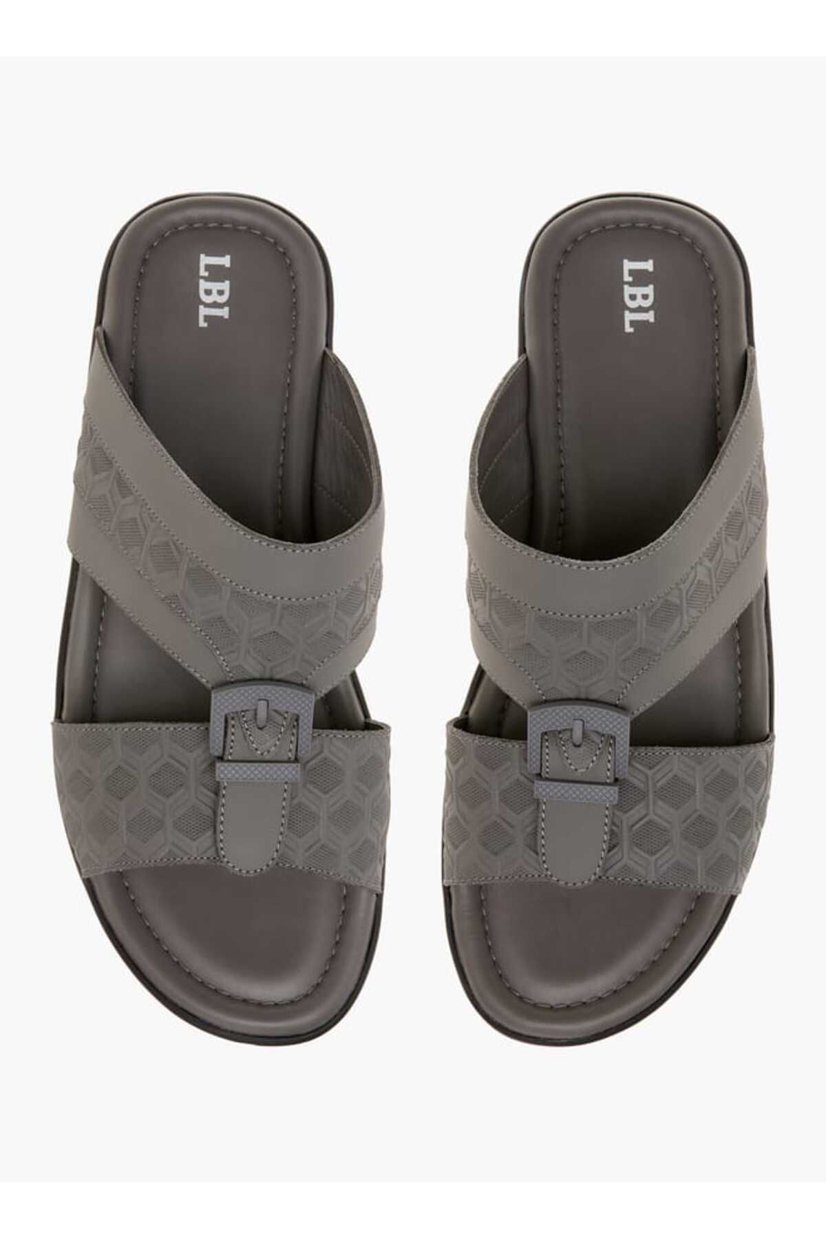 LBL by Shoexpress-LBL by Shoexpress Textured Slip-On Arabic Sandals with Buckle Detail 1