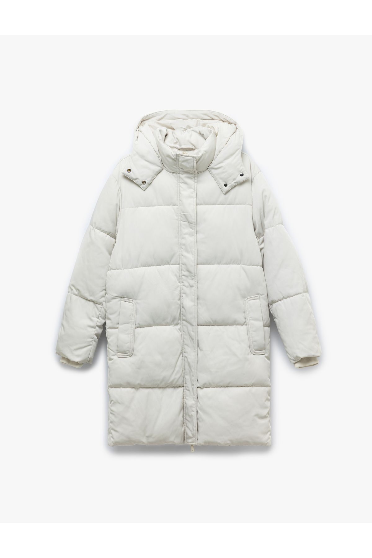 Koton-Oversize Puffer Jacket with Hooded Snap Button and Zipper 4