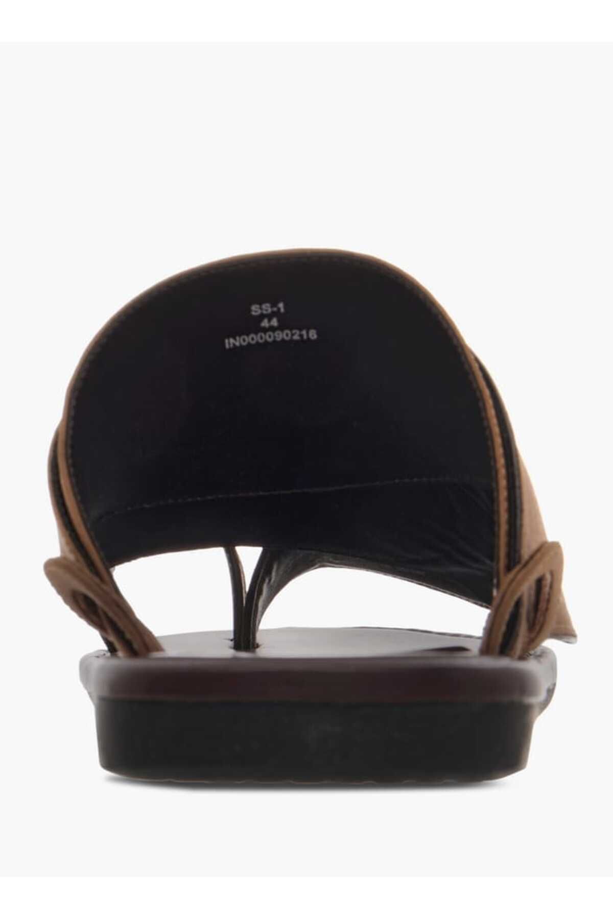 LBL by Shoexpress-Textured Slip-On Arabic Sandals with Toe Loop 4