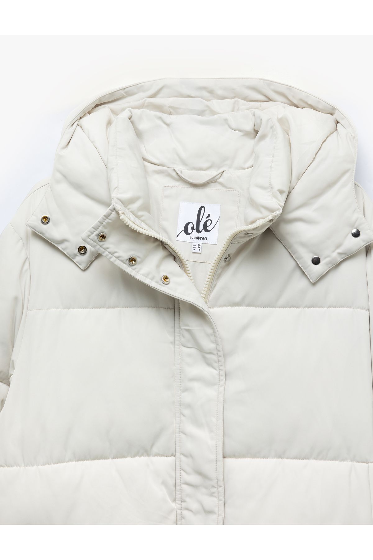 Koton-Oversize Puffer Jacket with Hooded Snap Button and Zipper 6