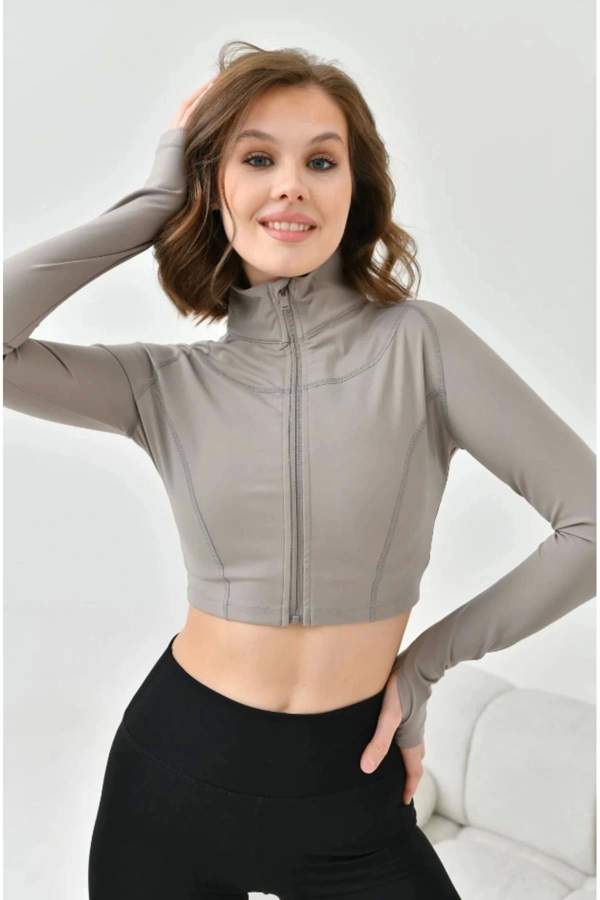 EMNY Kadın Crop Spor Ceket görsel 2
