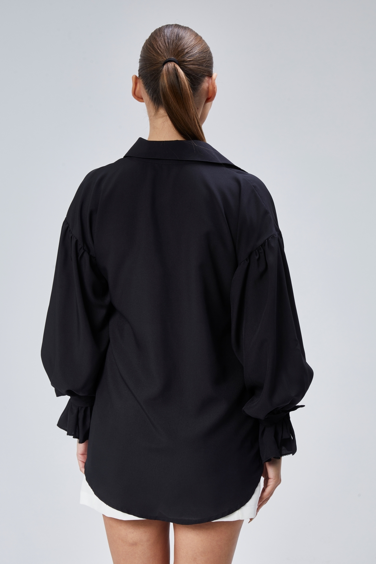 EMMAS CLOTHİNG  Oversize Büzgü Detaylı Saten Bluz - Görsel 7