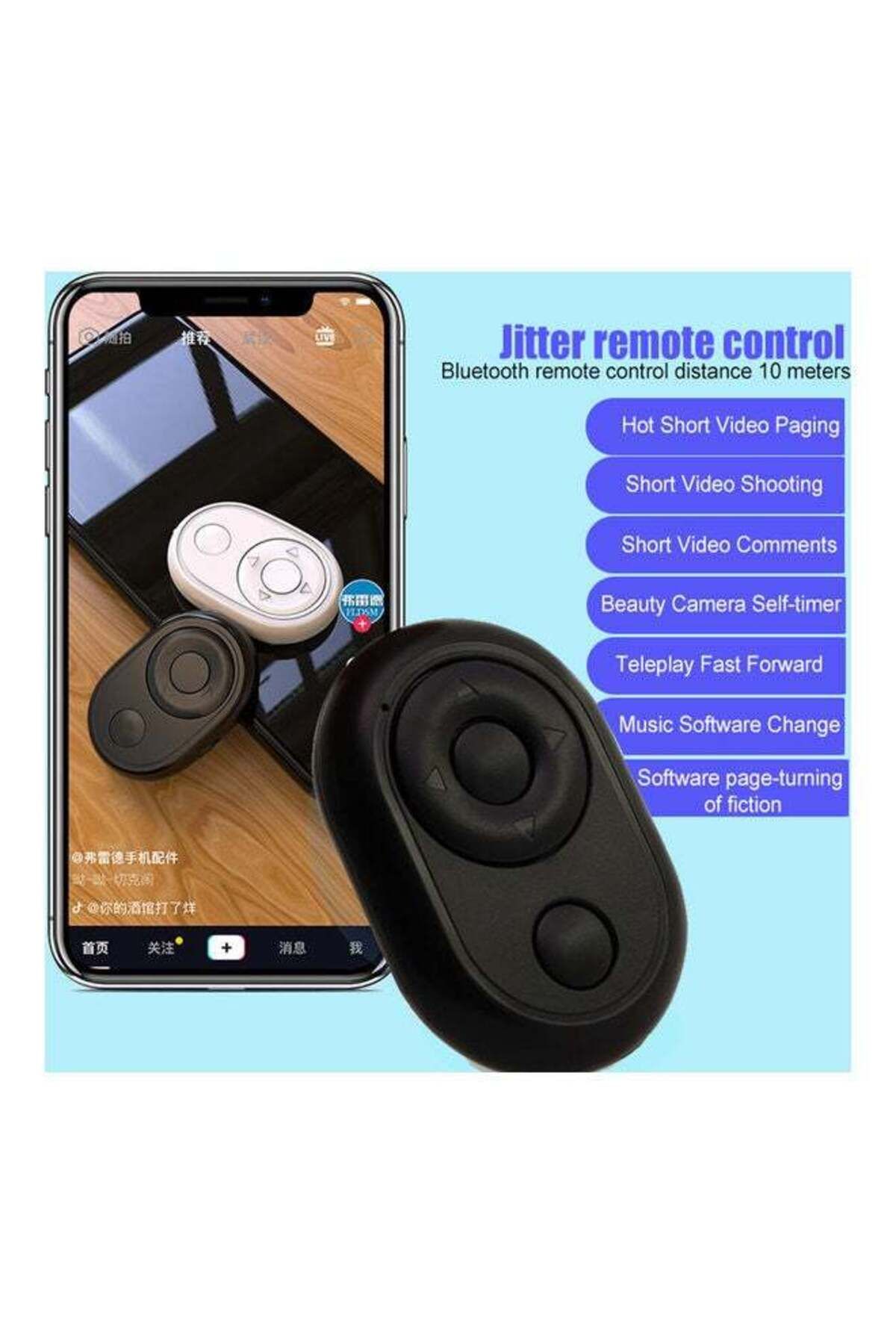 erorex-Mini Wireless Bluetooth Camera Remote Control Selfie Shutter Black 4