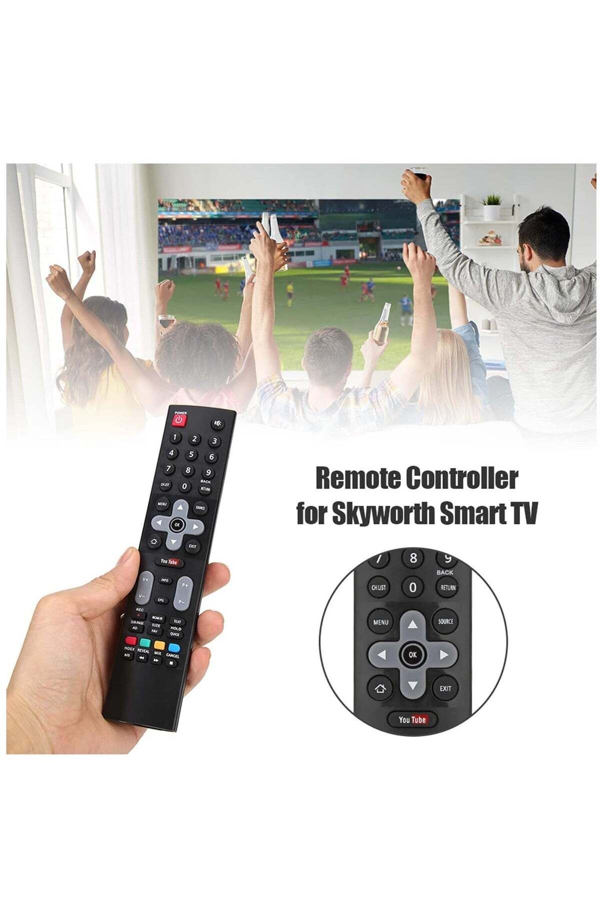erorex-Replacement Remote Control for Skyworth Smart LCD LED TV with Netflix and YouTube App 2