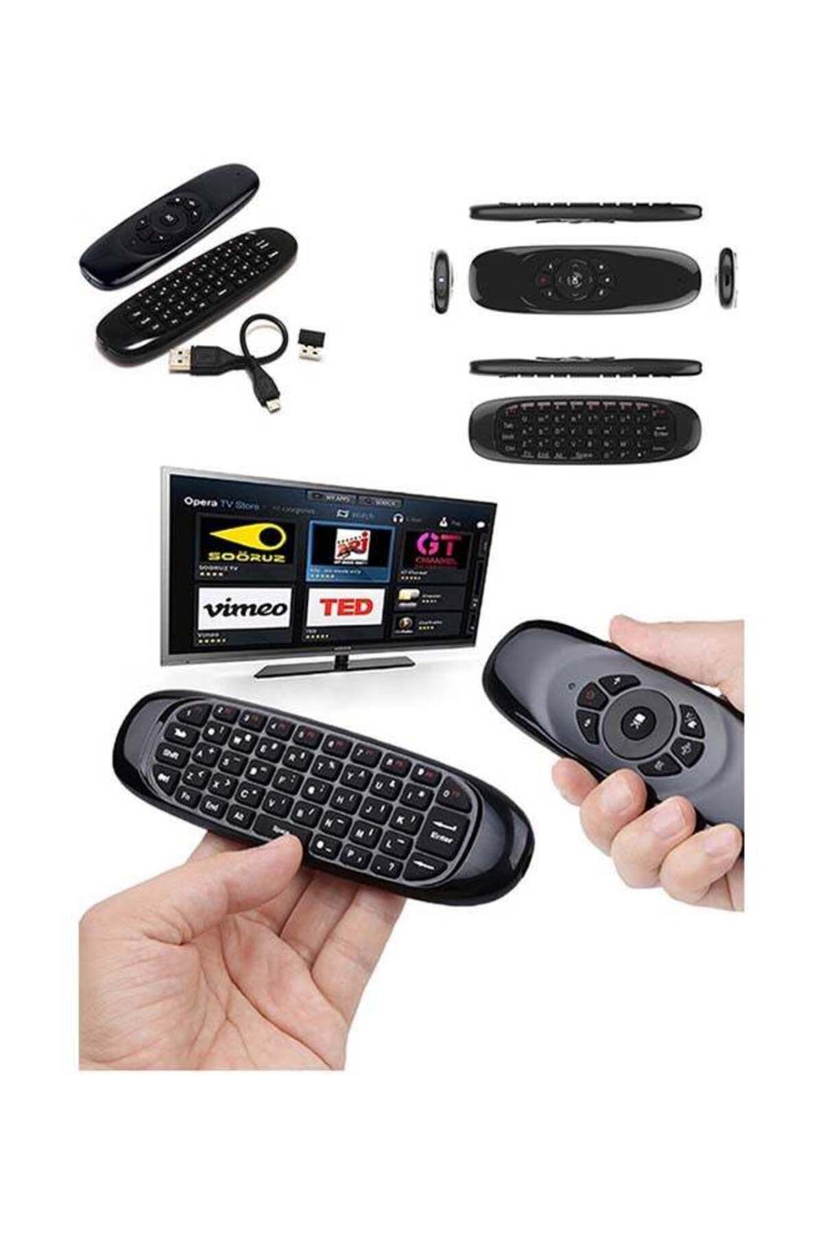 erorex-Wireless Remote Control Keyboard For Android Smart TV/Set Top Box/PC Black 4