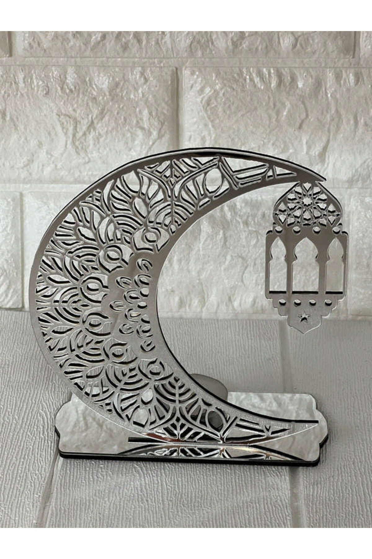ZERO LAND - Ramazana Özel Pleksi Gümüş Mumluk 16 cm YKTSN