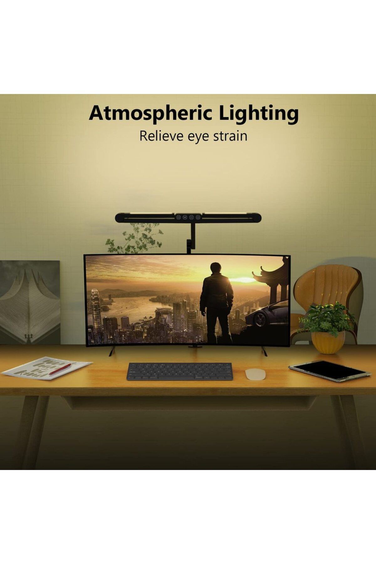 aiopp-24W M Led Desk Lamp with Clamp, Architect Desk Lamp for Home Office with Atmosphere Lighting, 24W Ul 2