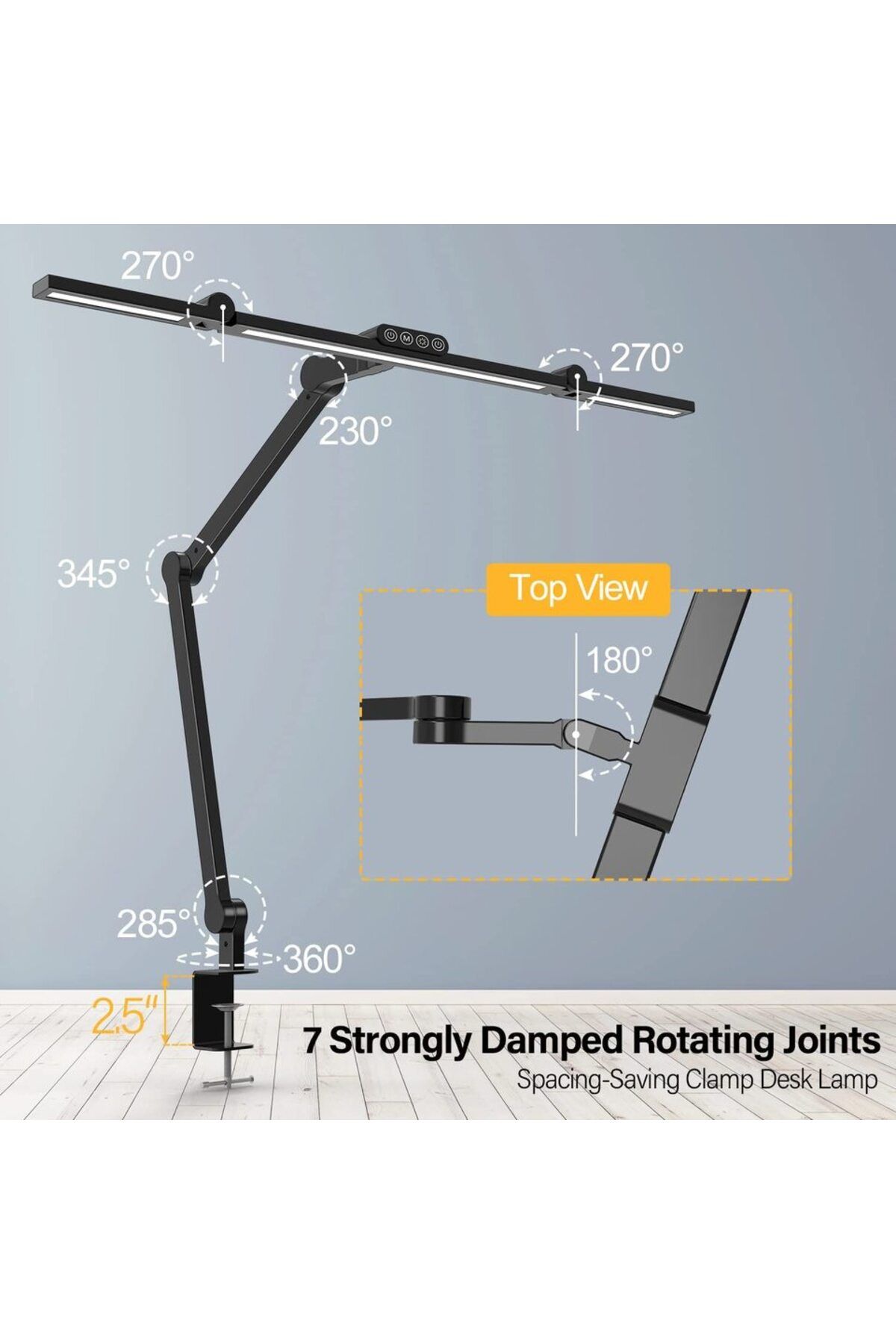 aiopp-24W M Led Desk Lamp with Clamp, Architect Desk Lamp for Home Office with Atmosphere Lighting, 24W Ul 6