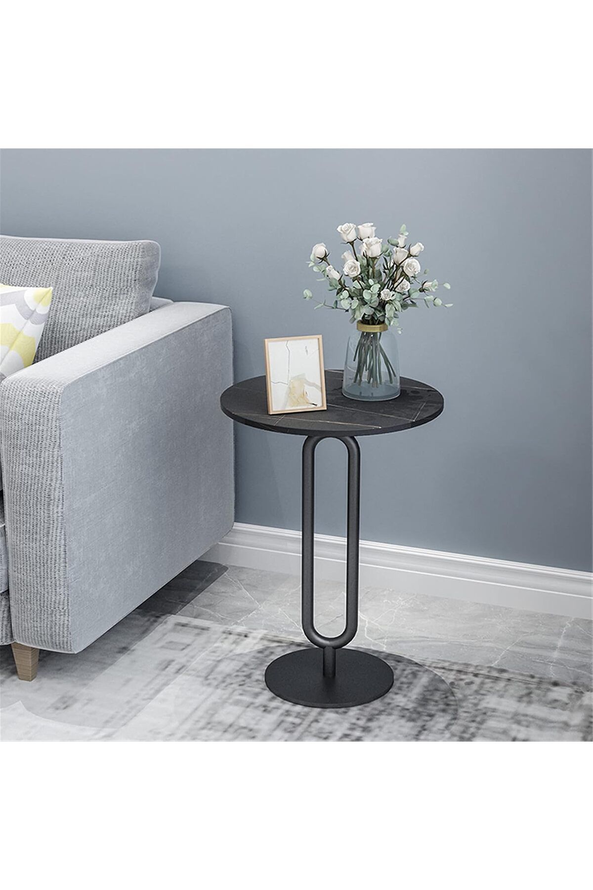 Generic-Modern Round Marble Wood Side Tables and Bedside Tables 1