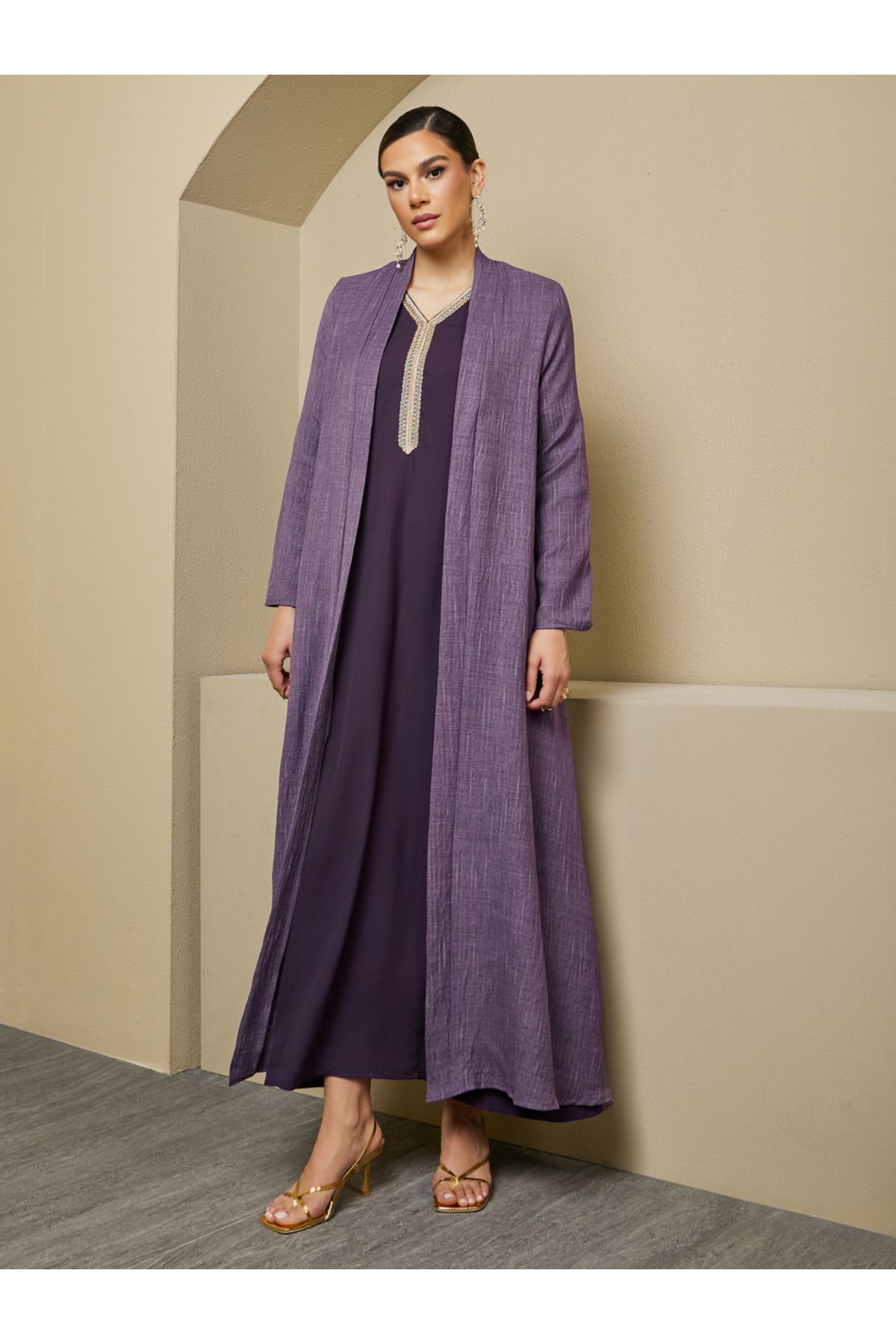 Styli-Front Open A-Line Abaya 2