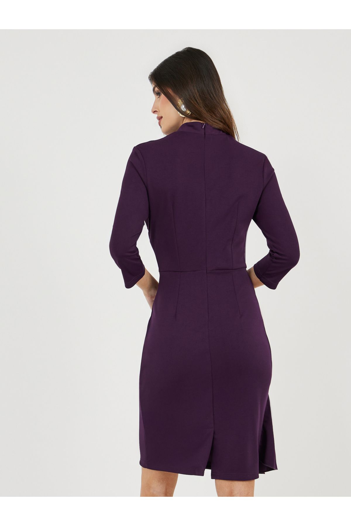 Styli-Ruffle Detail Sheath Knee-Length Dress with 3/4th Sleeves 6