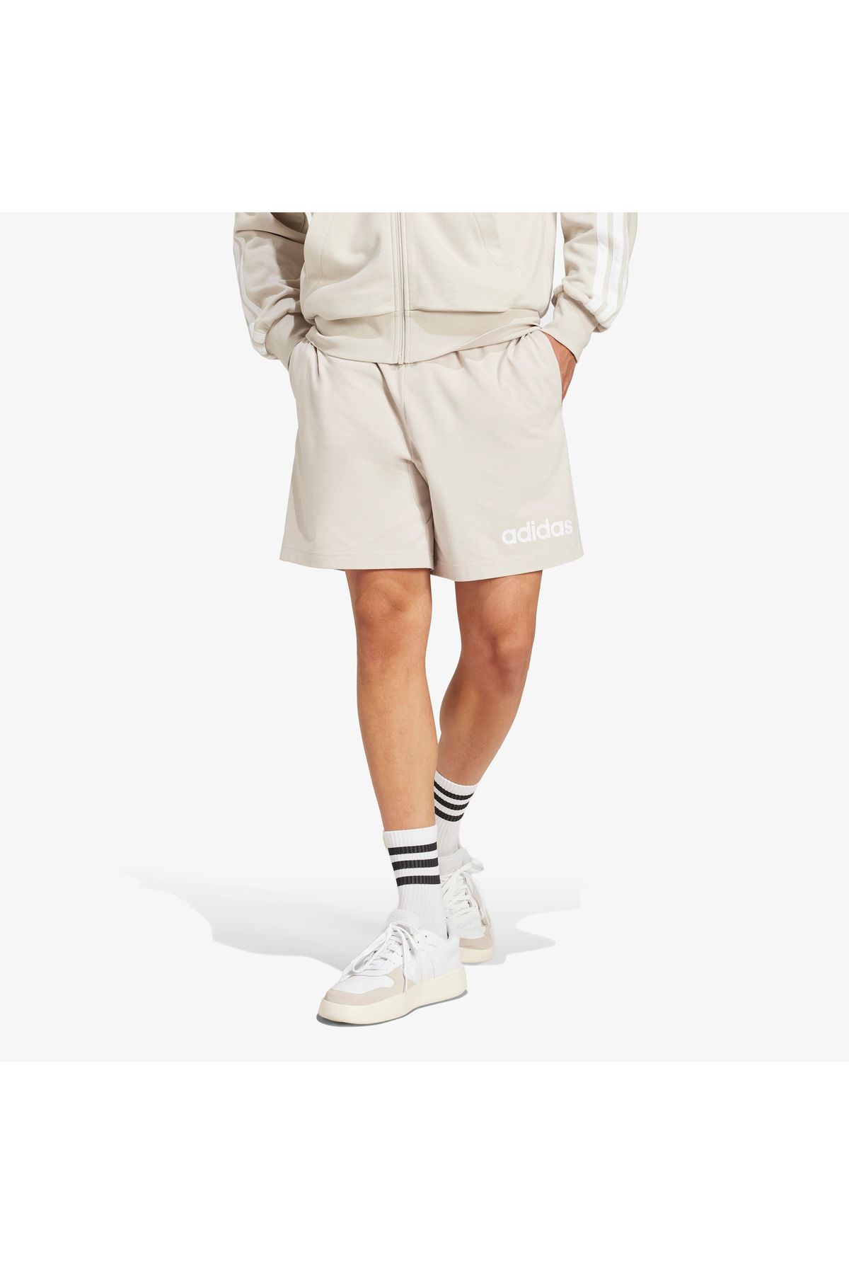شورت ورزشی نود مردانه ملزومات مجرد خطی های بژ adidas