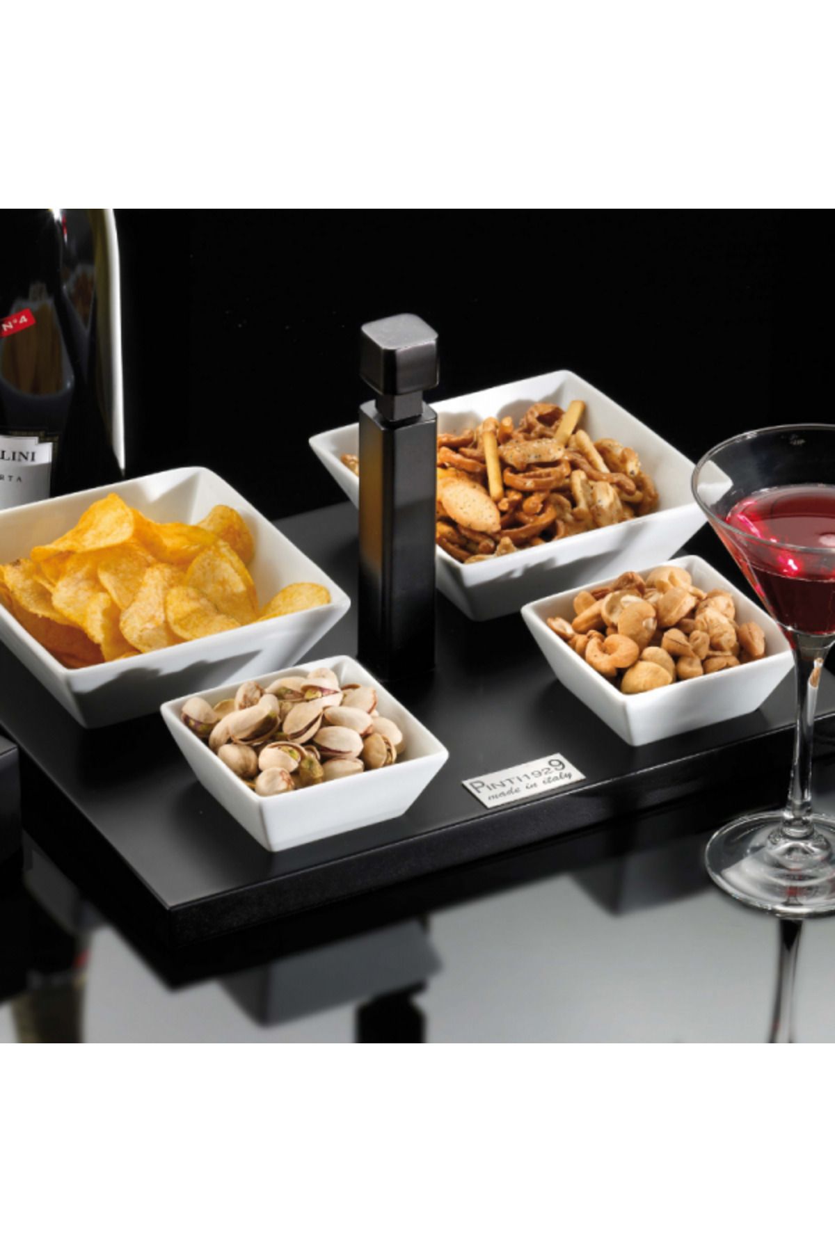 Pintinox-Aperitif display element with 4 porcelain bowls, Pintinox TrendyBar 2