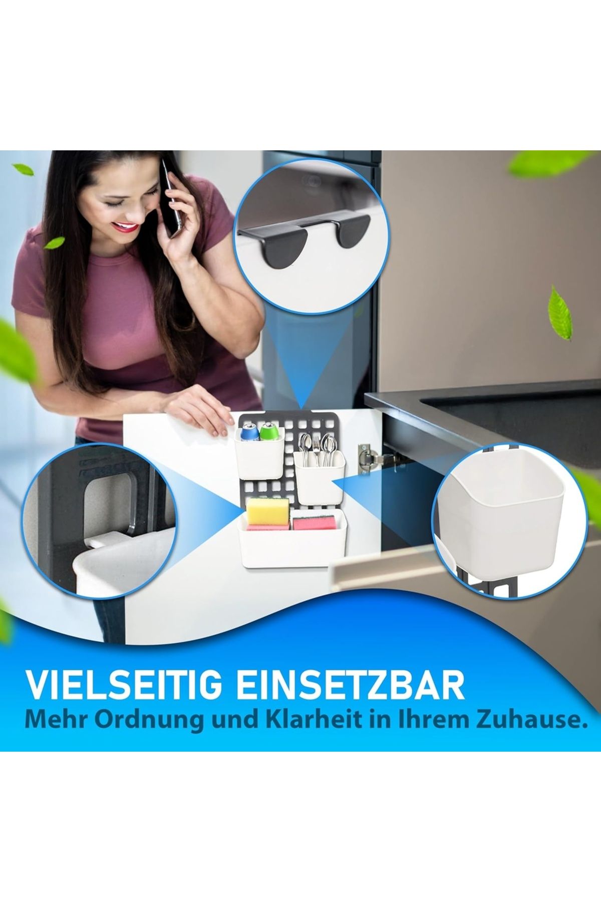 Decobella-Küchenschranktür Organizer | 1 Großer 2 Kleine Körbe | 11x25x36 Cm 4