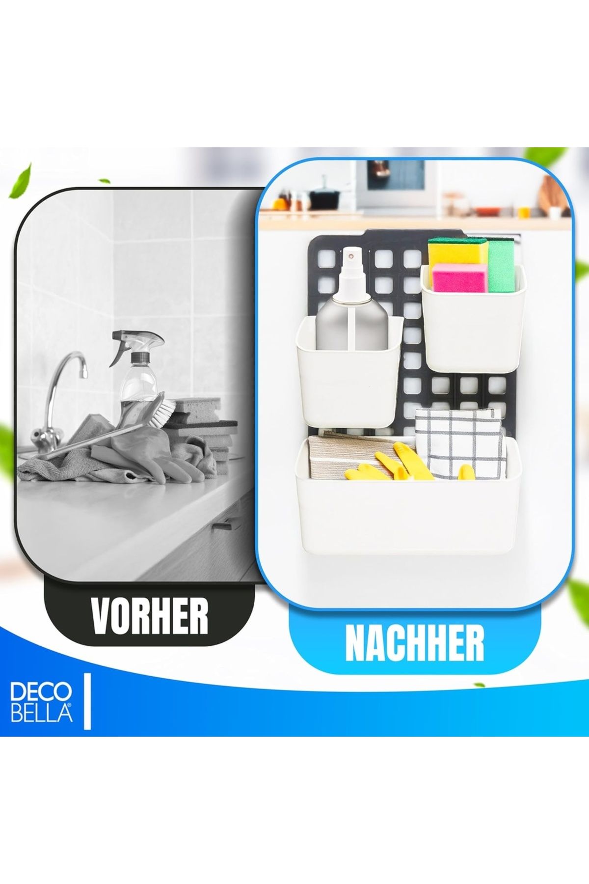 Decobella-Küchenschranktür Organizer | 1 Großer 2 Kleine Körbe | 11x25x36 Cm 6
