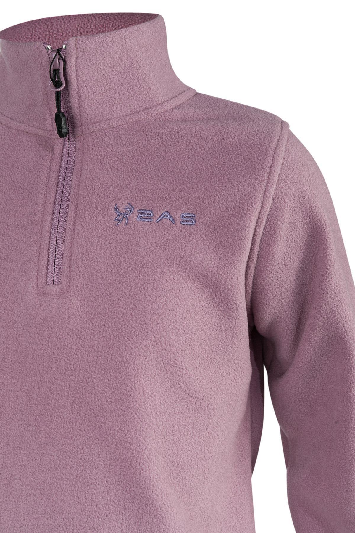 2AS-Hanorac din lână Clara Lilac pentru copii - Design subțire cu jumătate de fermoar 4