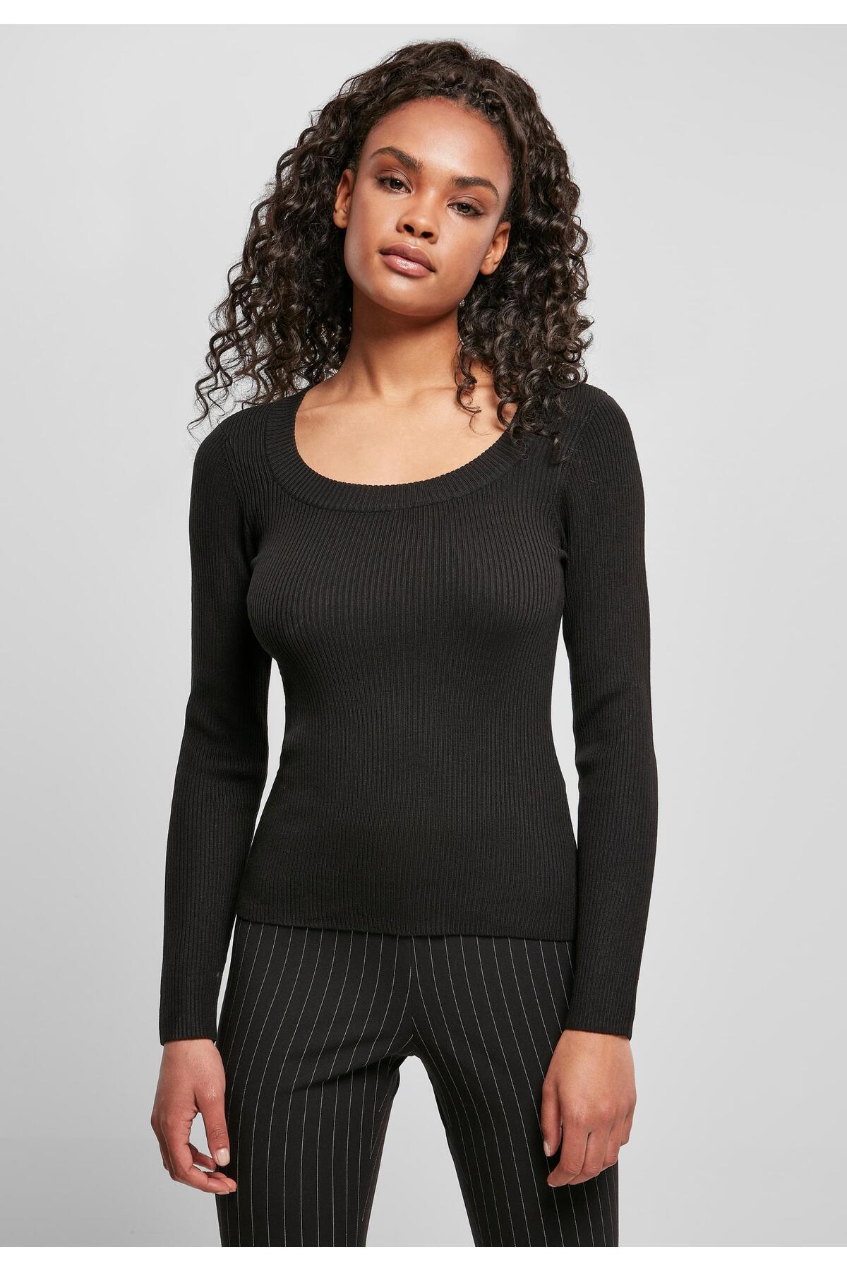 Urban Classics-Damen Ladies Wide Neckline Sweater 5