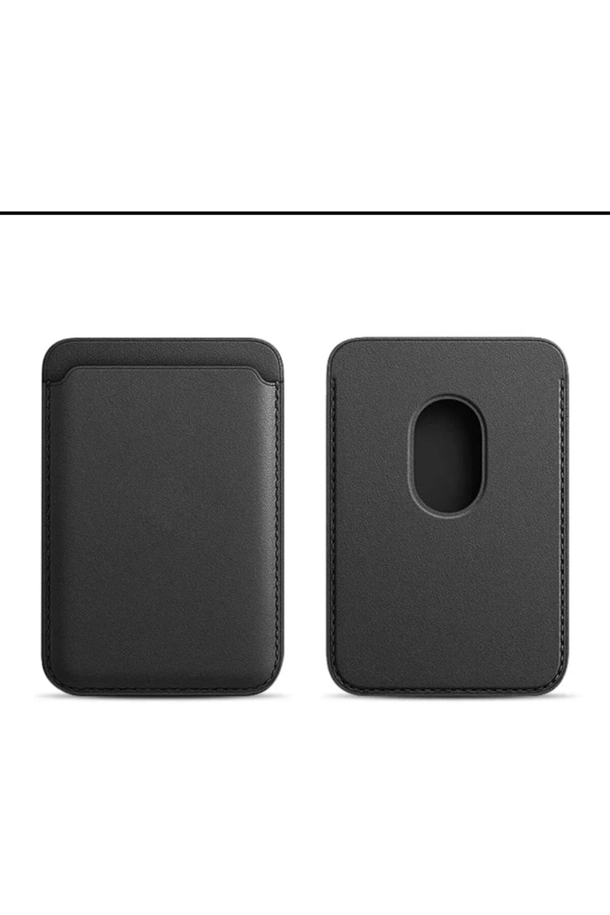 yenibagshop iPhone ile Uyumlu MagSafe özellikli Deri Cüzdan (Siyah)