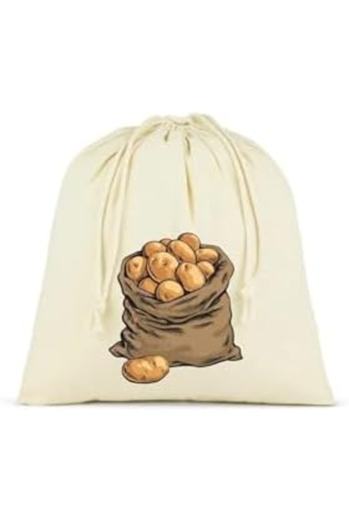 STOREMAX srhtDS Patates, Soğan ve Sarmısak Saklama Torbası, 3'lü Set, Ham Bez Kumaş, Çekme İpli Desing
