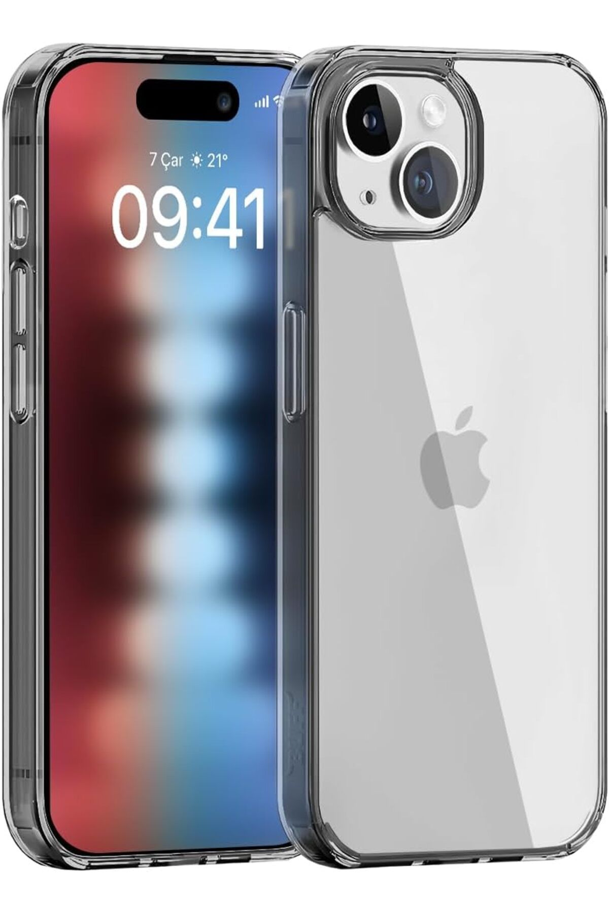 yenibagshop iPhone 15 (6.1") Air Hybrid Darbe Emici TPU + PC Şeffaf Kılıf (Smoke Black)