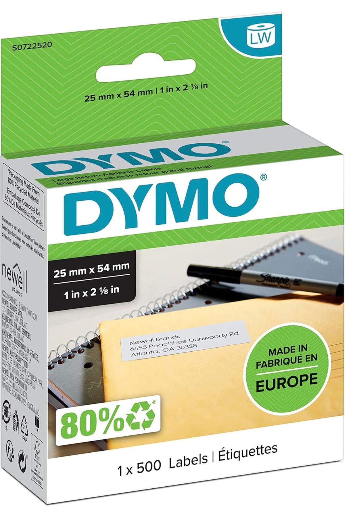 STOREMAX lbstorex S0722520 LW Adres Etiketi, (25x54 mm) 500 Etiket/Paket Newdsng 1116818