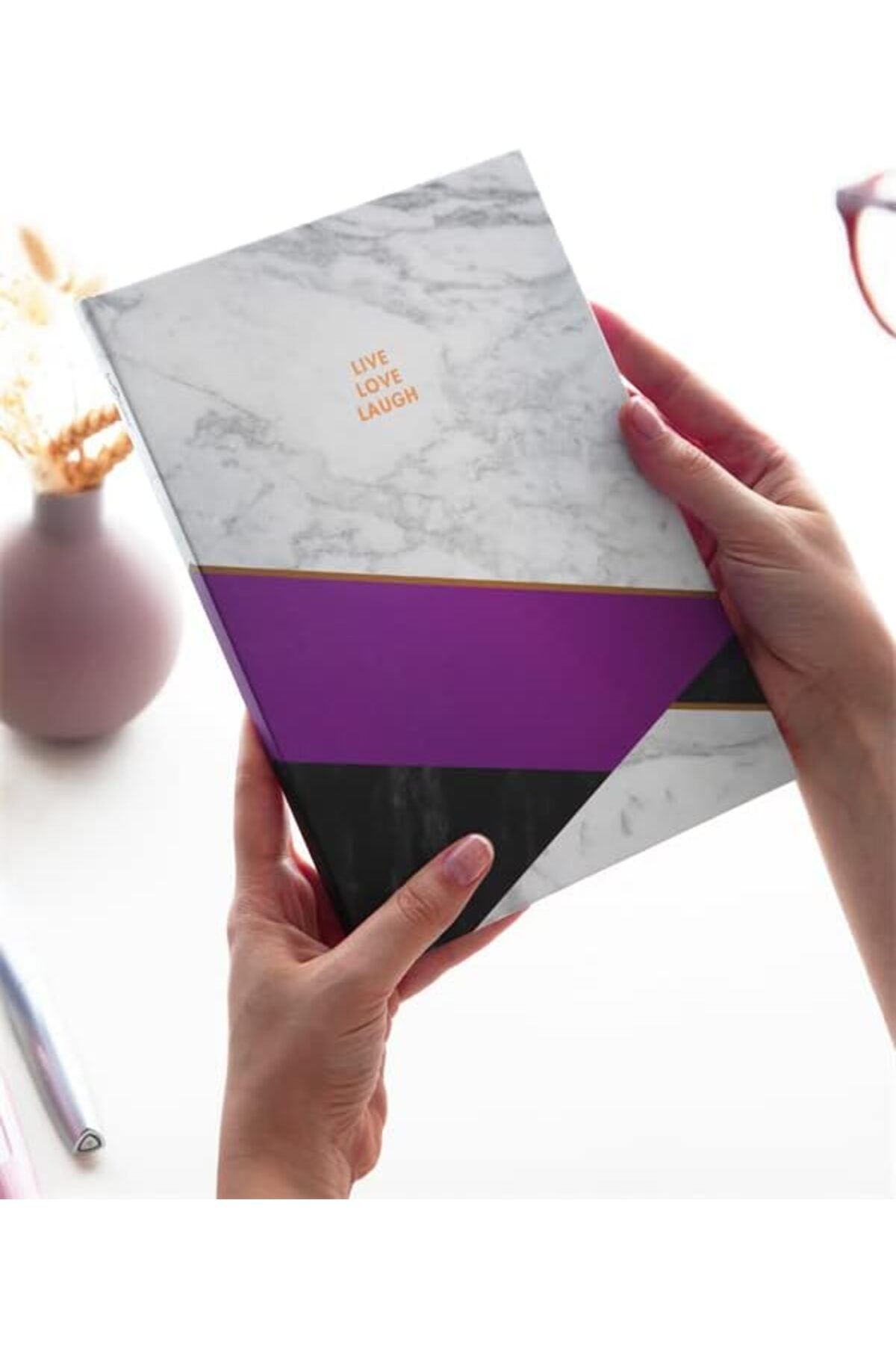 STOREMAX nslmshop Color Mermer Defter Çizgili Mor 17x24cm Life Store 1037065