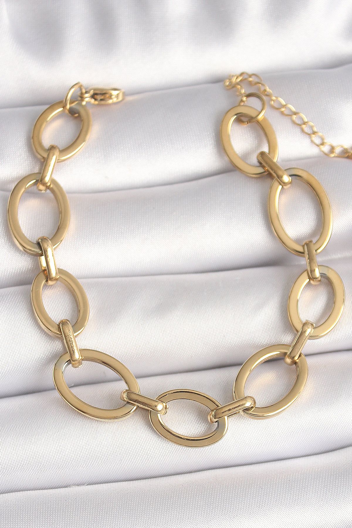 MMB Boutique 316L Çelik Gold Renk Halka Zincir Model Kadın Bileklik