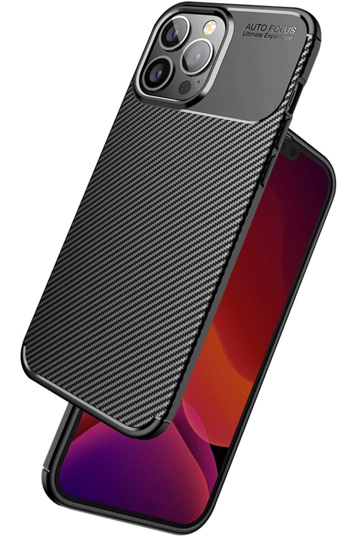 STOREMAX iPhone 12 Pro Max uyumlu Şok Emici ULTRA Esnek TPU, Karbon Fiber Dokulu Kılıf (Siyah) St