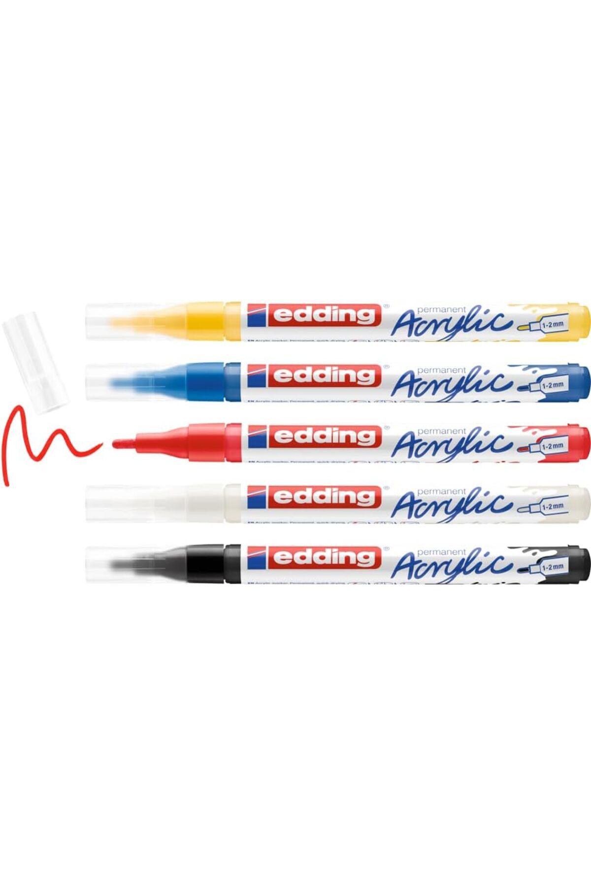 STOREMAX daliashops 5300 Akrilik Markör 5'Li Set, Temel Renkler, 5 Akrilik Boya Kalemi Seti, İnce Yuvarlak
