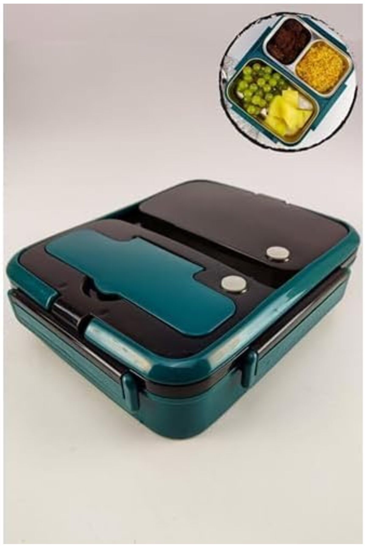 STOREMAX cmllashop Bölmeli Çelik Hazneli Yemek Kabı 25 Cm Yeşil - YK1392 542093