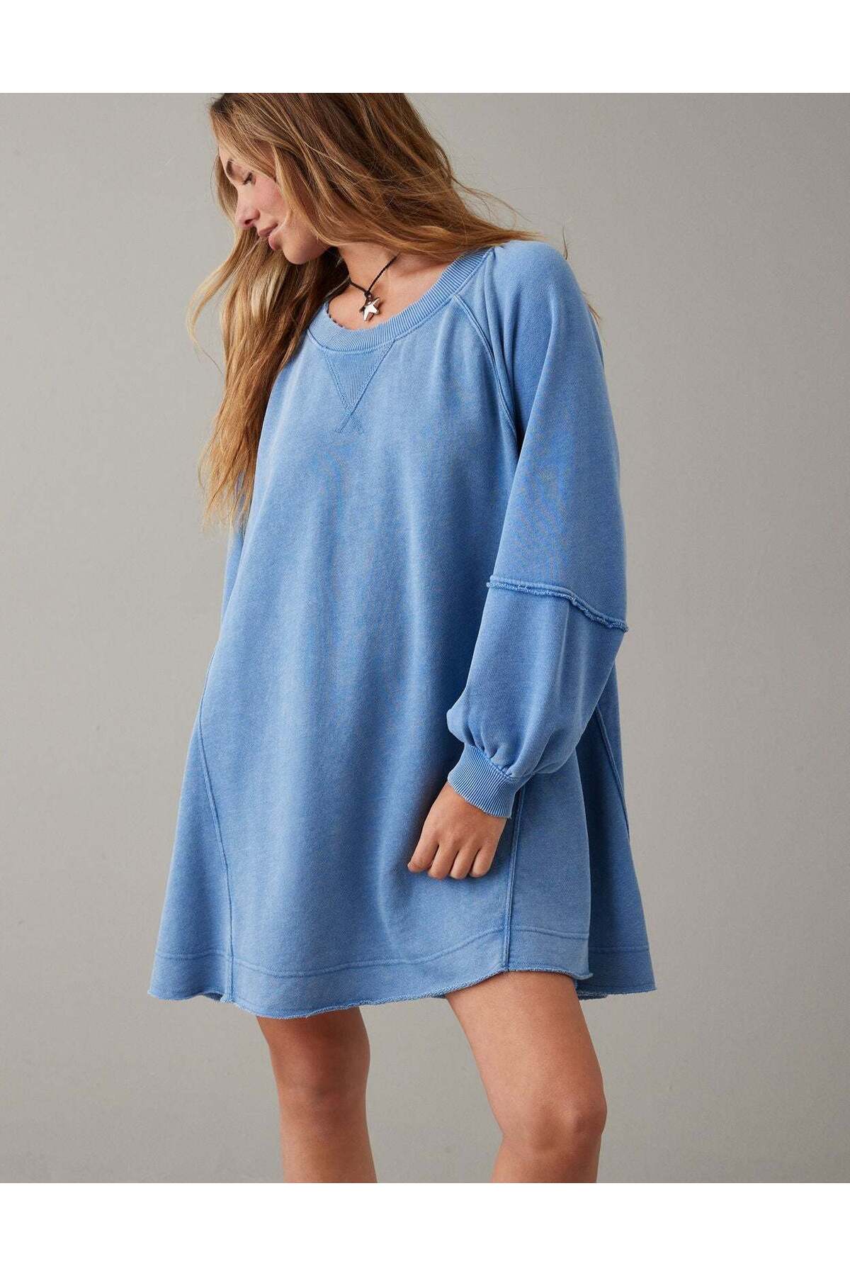 ae long-sleeve fleece babydoll dress American Eagle AE Long-Sleeve Fleece Babydoll Dress