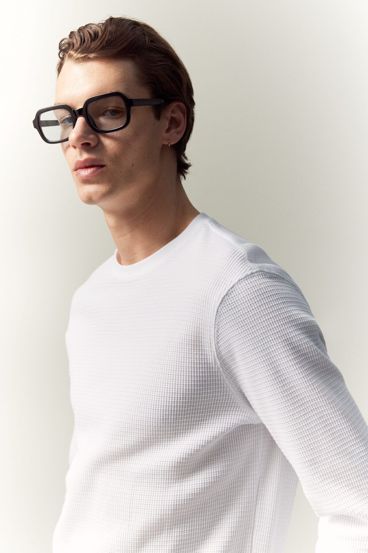 تی شرت سفید مردانه لانه زنبوری اورجینال H M H&M