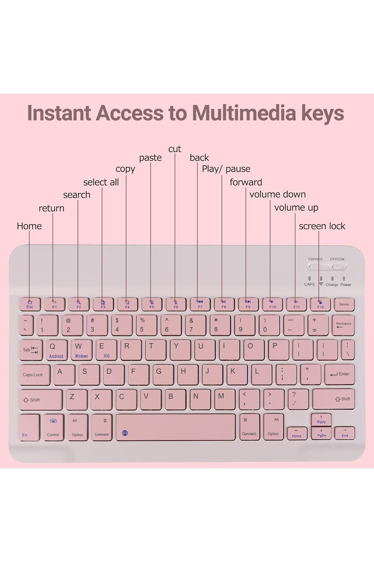 fulina-Wireless Keyboard and Mouse Bluetooth,Rechargeable Wireless Mouse Keyboard Set,Pink,10 inch 2