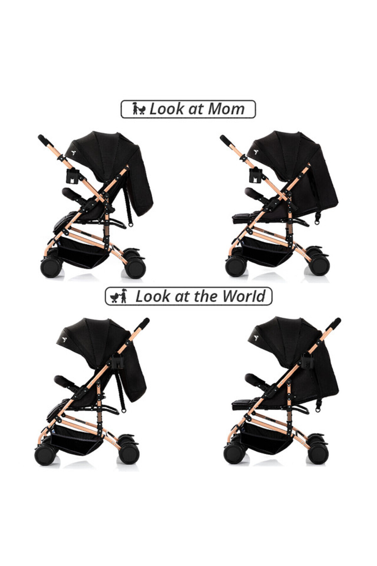 TEKNUM-Reversible Trip Stroller w/Blue Ace Diaper Bag-Black 4