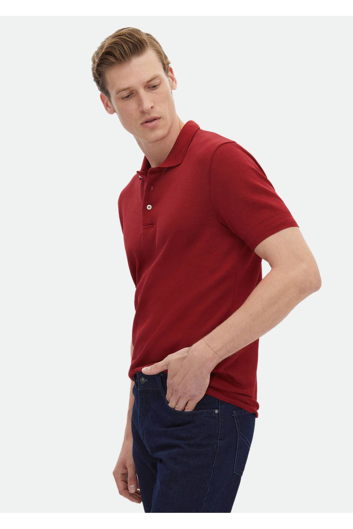 Ramsey-Jacquard Polo Neck 100% Cotton T-shirt 3