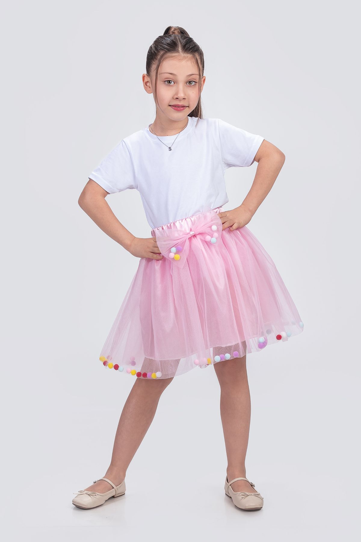 KT PERA BABY-23 April Fluffy Show Birthday Party Skirt with Pompon 1