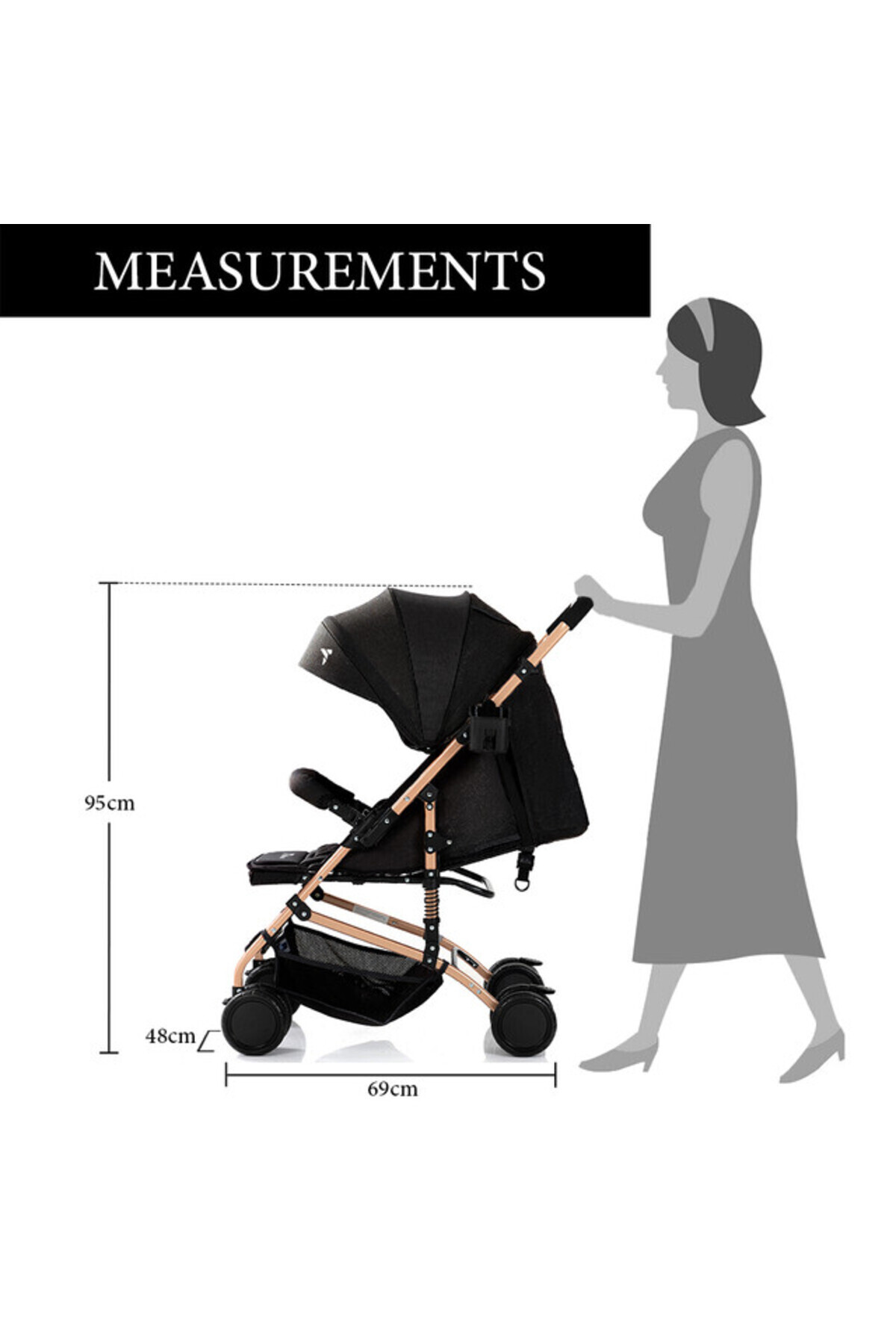 TEKNUM-Reversible Trip Stroller w/Blue Ace Diaper Bag-Black 8