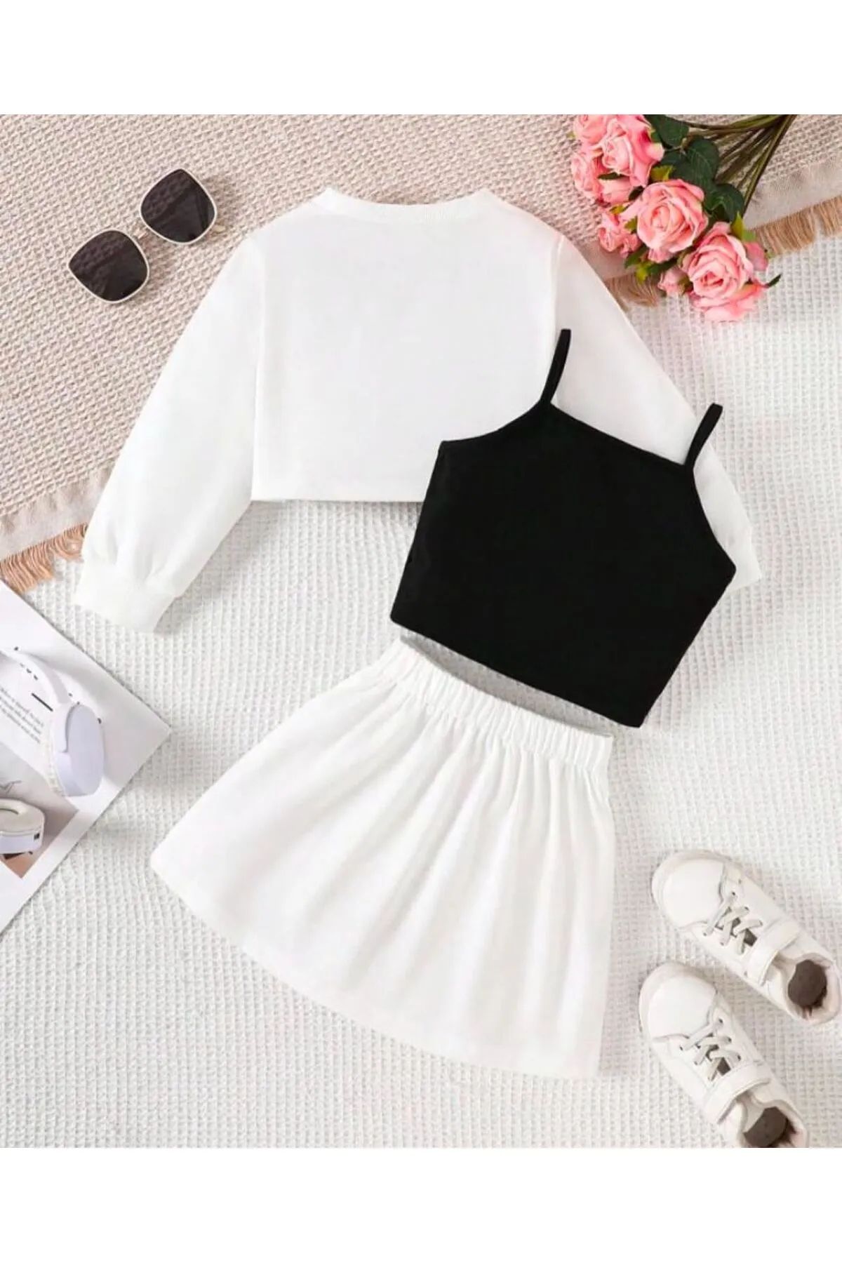 npLStore-Girl's Printed Crop-Pleated Skirt Set of 3 2