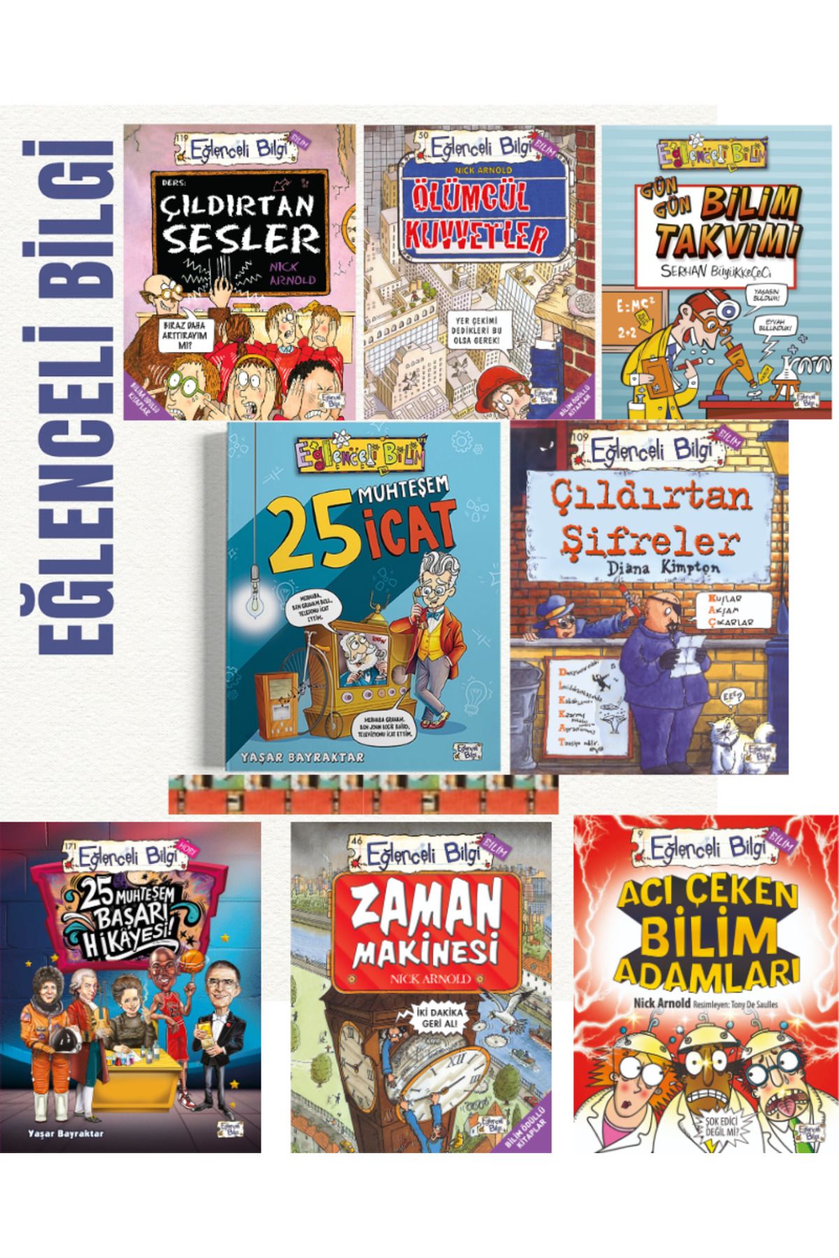 Eğlenceli Bilgi Yayınları 4.5.6.Sınıf Bilim kitaplığı-25 Muhteşem İcat, 25 Muhteşem Başarı Hikayesi, Zaman Makinesi (8kitap)