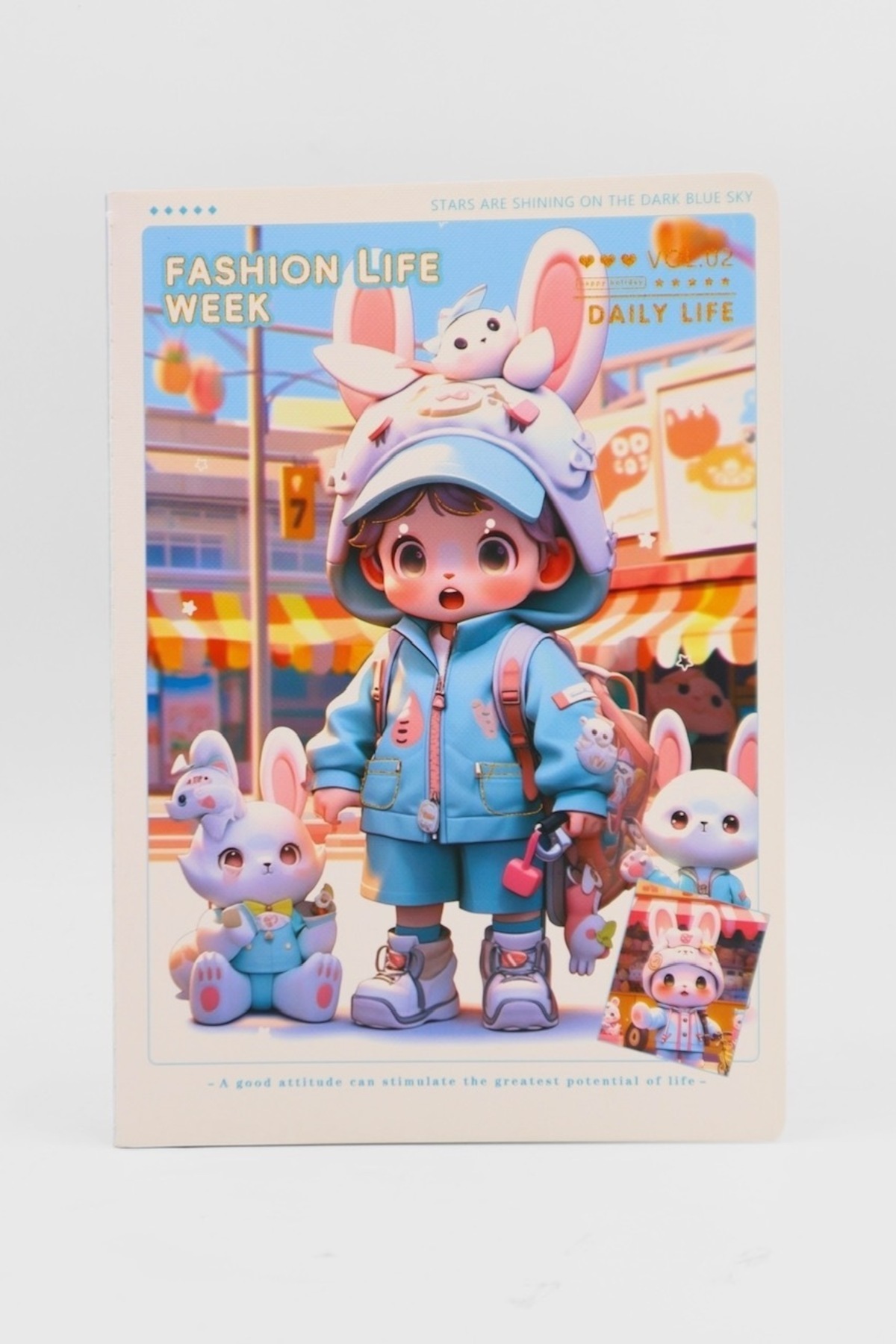 EFBUTİK-Blue Fashion Life Week Striped A4 Notebook 1