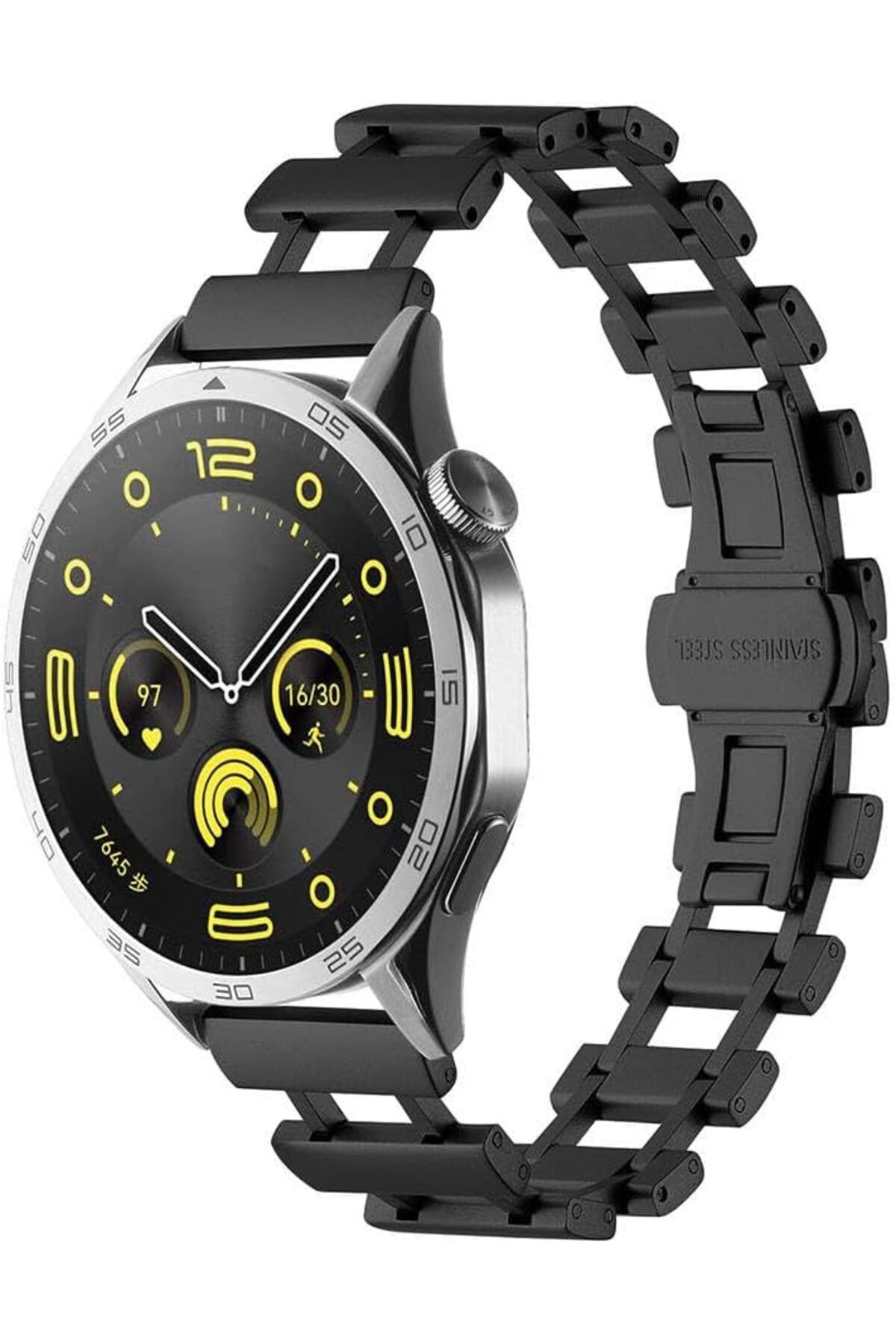 STOREMAX bystoreby İle Uyumlu GT2 46mm KRD-96 22mm Metal Kordon Siyah NewDesing 646268