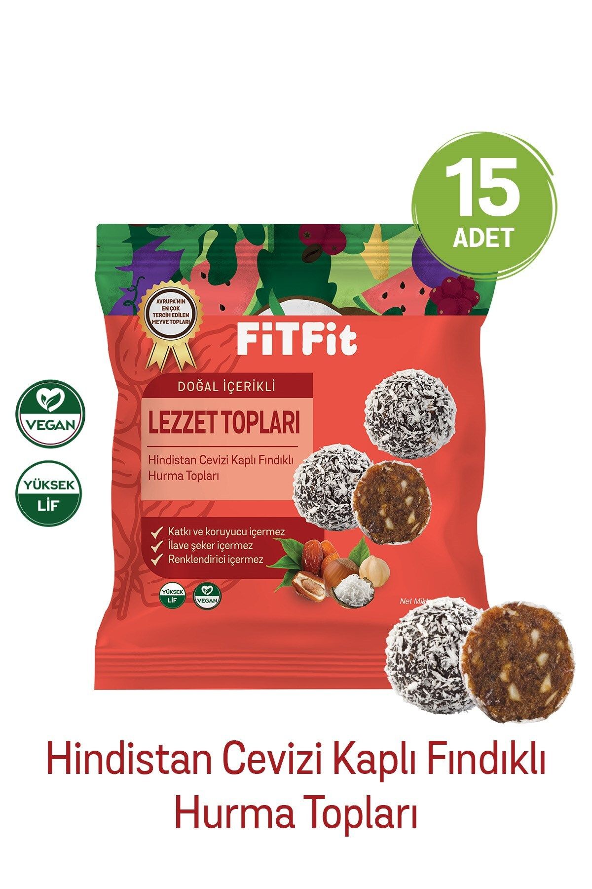 FitFit Hindistan Cevizi Kaplı Hurma Fındık Meyve Topları Glutensiz, Doğal ve Sağlıklı Atıştırmalık