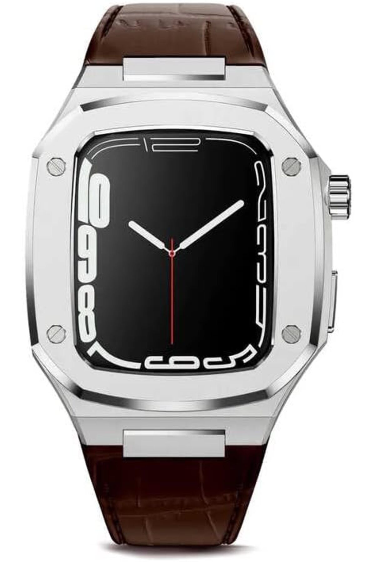 STOREMAX cmllashop İle Uyumlu Watch 7 45mm KRD-67 Kordon Kahverengi-Gümüş 542093