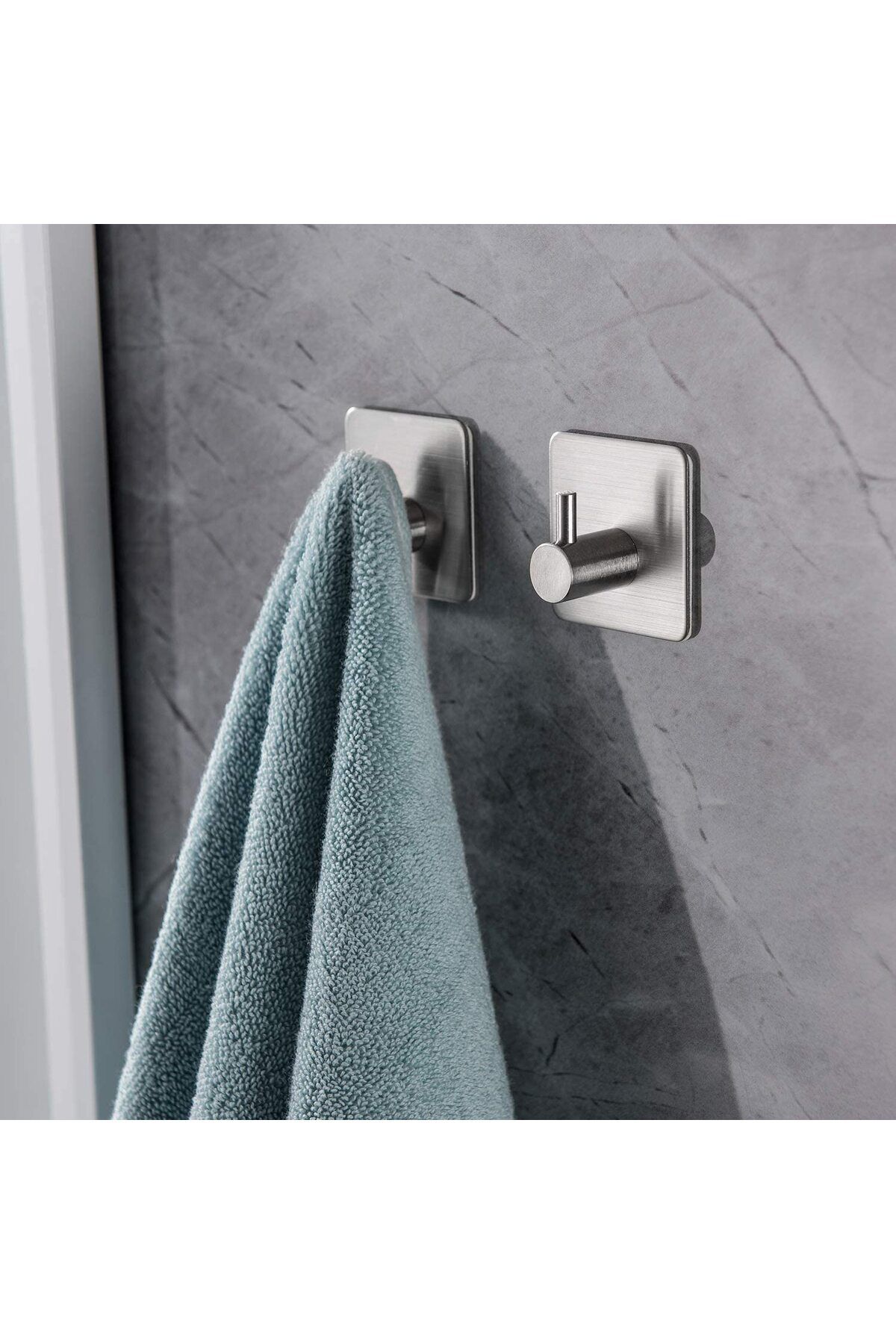Paslanmaz Çelik Yapışkanlı Havluluk - Tuvalet Kağıtlığı - 2 Adet Askılık SET INOX - 4